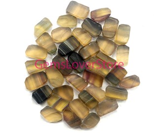 10 Piece AAA Raw Fluorite Gemstone: Multi Color Jewelry Making (16-18 MM)