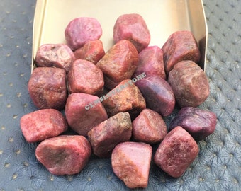 10 Untreated Ruby Rough Gemstones: Natural Raw Crystals (14-16 MM)