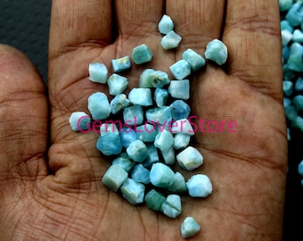 50 Piece Natural Larimar Gemstone: Raw Rough Stone (6-8 MM)