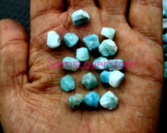 25 Natural Larimar Rough Stones: Blue Gemstone Crystals (8-10 MM)