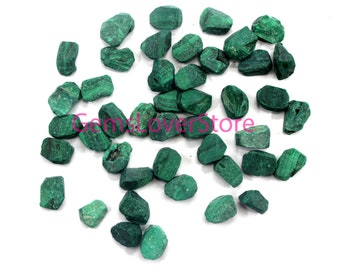 25 Raw Malachite Chunks: Natural Green Healing Crystals (12-14 MM)