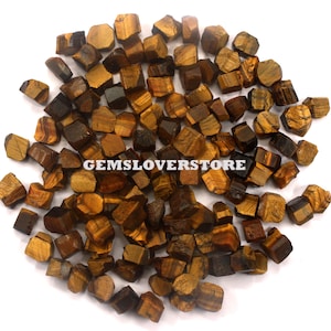 50 Natural Tiger Eye Rough Gemstones: Raw Crystals, 6-8mm
