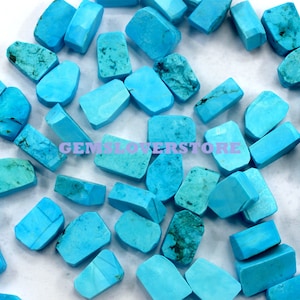 10 Pieces Charming Turquoise Raw Size 14-16 MM Sky Blue Rough, Lucky Stone Of Turquoise Raw Jewelry Wholesale Earth Mined Gemstone Rough