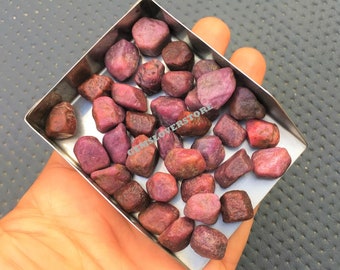 20 Natural Red Ruby Rough Gemstones: Untreated Raw Crystals (12-14 MM)