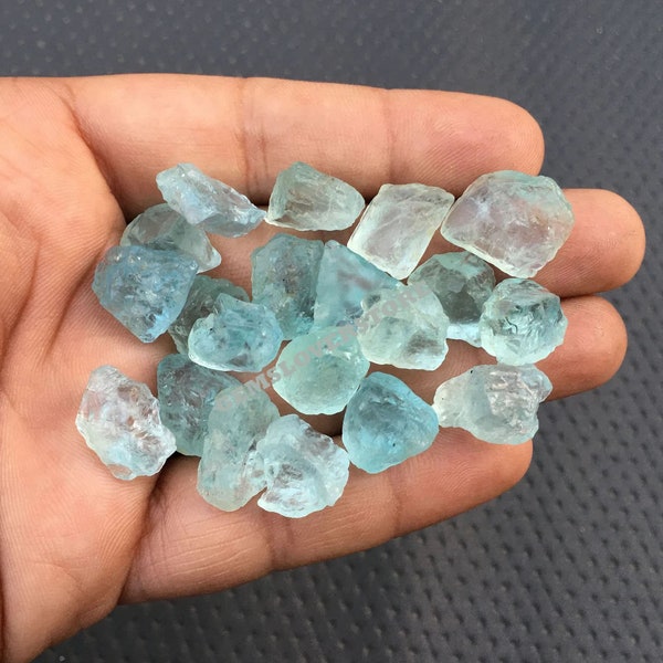 10 Pieces Raw Aquamarine 14-16 MM Raw, Natural Beautiful Raw Aquamarine Raw, Rough Gemstone,Blue Raw Aquamarine,Rough Aqua Color Stones Bulk