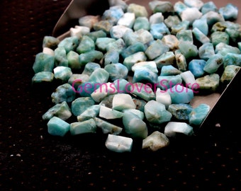 10 Piece Natural Larimar Stone: Dominican Republic Gemstone (12-14 MM)