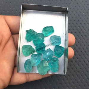10 Pieces Untreated Raw 12-14 MM Gemstone, Natural Blue Apatite Loose Gemstone Rough, Raw Stones Natural Gemstones Crystals Apatite Raw