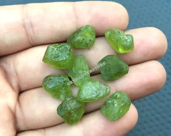 5 Piece Hand Cut Rough 12-14 MM,Natural Peridot Gemstone Raw,Raw Gemstone Jewelry, Leo& August Birthstone,Natural Peridot Stone Rough