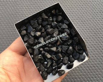 50 Raw Black Spinel Gemstones: Natural Untreated Rough (8-10 MM)
