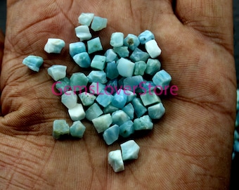 50 Piece Natural Larimar Rough: Blue Crystal Gemstone (4-6 MM)
