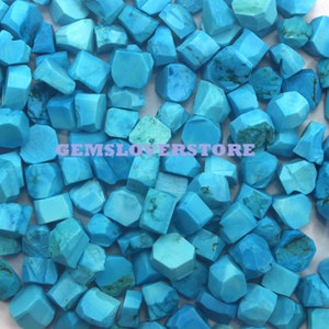 Indian Turquoise Raw Size 6-8 MM, 50 Piece Untreated Loose FEROZA GEMSTONE Blue Turquoise Rough Making Raw Birthstone jewelry Wholesale Raw