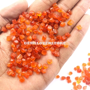 50 Raw Carnelian Stones: Natural Untreated Rough Gemstones (4-6 MM)