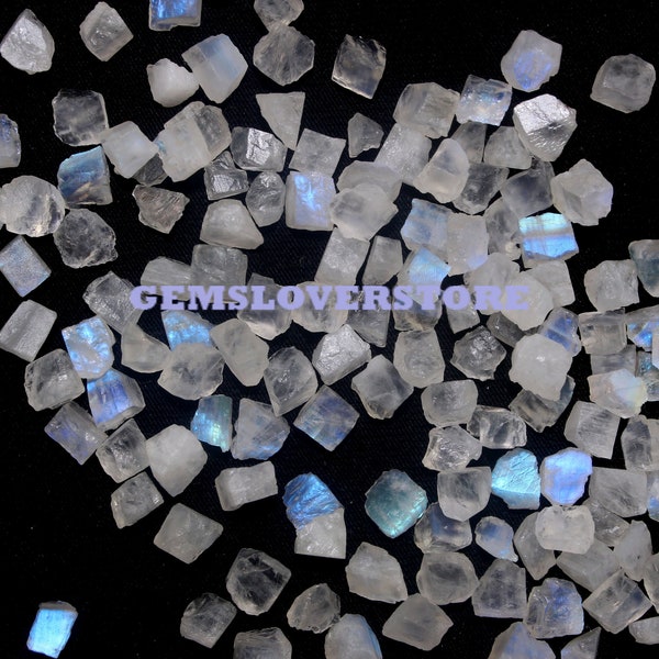 50 Pieces Fire Moonstone Raw Size 4-6 MM, Natural Blue Flashy Rainbow ,Fire Moonstone Raw Crystals Blue Moonstone , Blue Rock Mineral Stone