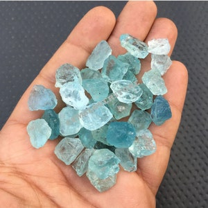 10 Pieces Untreated Raw 12-14 MM Gemstone, Natural Aquamarine Loose Gemstone Rough, Raw Stones Natural Aquamarine Rough,March Birthstone Raw image 7