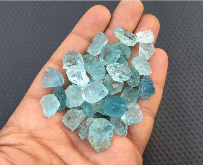 10 Pieces Untreated Raw 12-14 MM Gemstone, Natural Aquamarine Loose Gemstone Rough, Raw Stones Natural Aquamarine Rough,March Birthstone Raw image 7