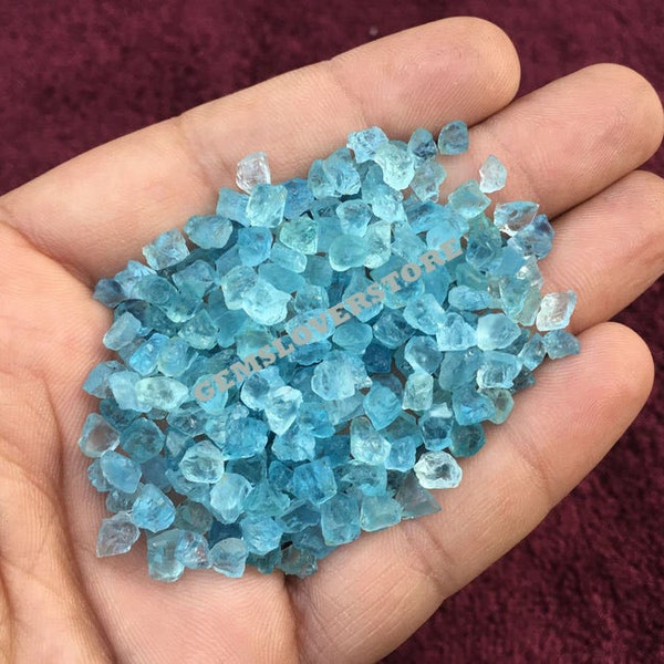 50 Pieces Natural Rough Stones,Size 2-4 MM Aquamarine Raw Stones,Blue Aquamarine Crystals Raw,Unpolished Aquamarine Rough, Genuine Aqua Raw