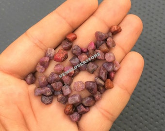 Red Ruby Rough Gemstone: Natural July Birthstone (50 Pieces, 4-6 MM)