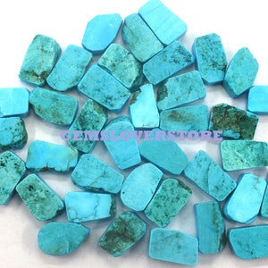 10 Pieces Sky Blue Stone Rough Size 16-18 MM Turquoise Raw Jewelry Turquoise Rough Undrilled Raw Stone Genuine Blue Turquoise Wholesale Raw