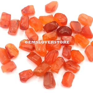 25 Pieces Reasonable Price 14-16 MM Raw Making Jewelry Material Natural Carnelian Gemstone, Healing Crystal Raw Orange Carnelian Rough Stone