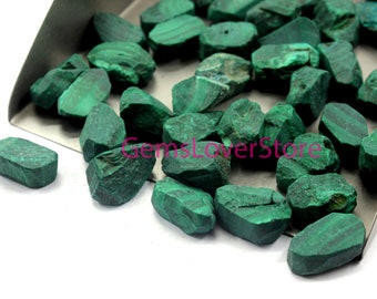 5 Raw Malachite Gemstones: Natural Rough Crystals (18-20 MM)