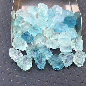 10 Pieces Untreated Raw 12-14 MM Gemstone, Natural Aquamarine Loose Gemstone Rough, Raw Stones Natural Aquamarine Rough,March Birthstone Raw image 3