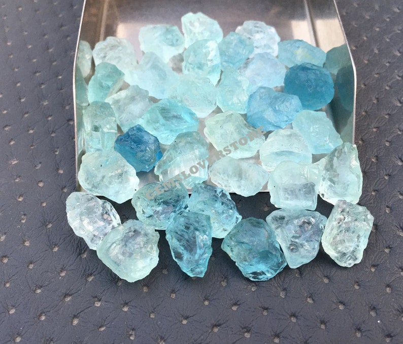 10 Pieces Untreated Raw 12-14 MM Gemstone, Natural Aquamarine Loose Gemstone Rough, Raw Stones Natural Aquamarine Rough,March Birthstone Raw image 3