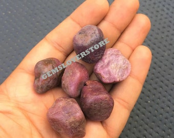 Natural Red Ruby Rough: Unpolished Ruby Crystals (5 Pieces, 20-25 MM)