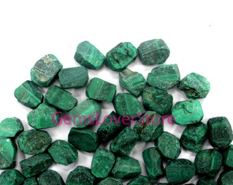 25 Raw Malachite Gemstone Chunks: Natural Crystal Pieces (10-12 MM)