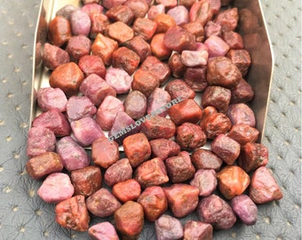 50 Raw Red Ruby Gemstones: Natural Unpolished Crystals (6-8 MM)