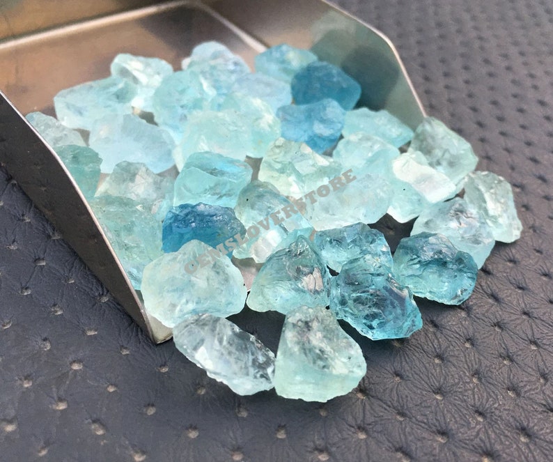 10 Pieces Untreated Raw 12-14 MM Gemstone, Natural Aquamarine Loose Gemstone Rough, Raw Stones Natural Aquamarine Rough,March Birthstone Raw image 1