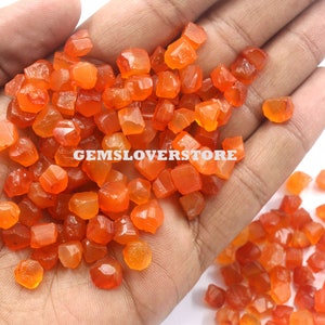 50 Pieces Activating Crystal Rough 6-8 MM Raw Wonder Quality Rough Natural Carnelian Gemstone, Orange Carnelian Sacral Chakra Crystals Raw