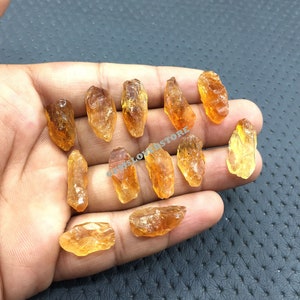 10  Pieces Citrine Raw Size 9x18-10x21 MM Natural Citrine Cluster Raw,Uneven shape Loose citrine Rough Gemstone Jewelry Making Raw Citrine