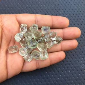 25 Pieces Untreated Green Amethyst Rough, Size 10-12 MM Natural Green Amethyst,Spiritual Crystal Gemstone Raw Green Amethyst Wholesale Rough