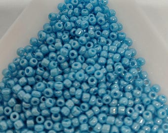 Glass seed beads size 2.5 mm sky blue