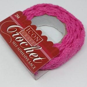 Ruban dentelle crochet rose 2m largeur 1.8cm