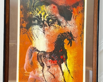 Litografia firmata da Lebandang Hoi, Cavallo Selvaggio
