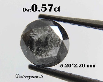 0.57ct Salt and Pepper Diamond: Round Rose Cut Natural Diamond