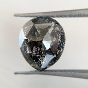 2.84ct salt and pepper diamond pear shape diamond pear rose cut diamond natural diamond black diamond