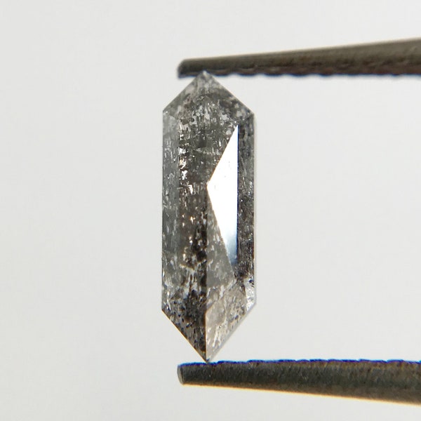 0.44ct salt and pepper diamond long hexagon natural diamond for jewelry
