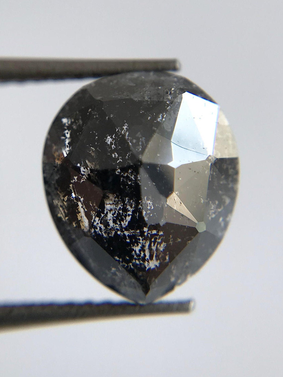 2.84ct Salt and Pepper Diamond Pear Shape Diamond Pear Rose Etsy