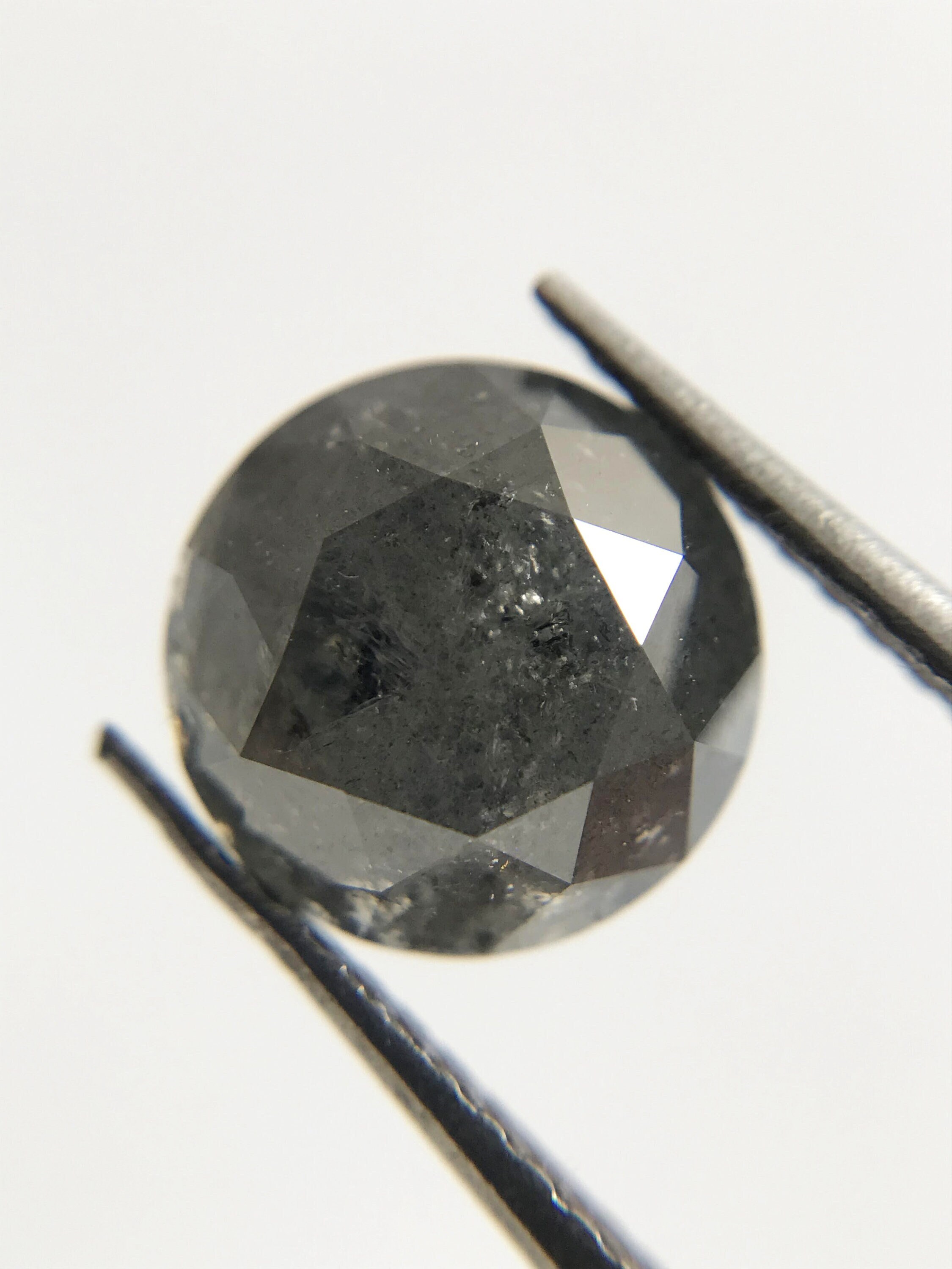 2.50ct Salt and Pepper Diamond Dark Grey Round Shape Brilliant Etsy