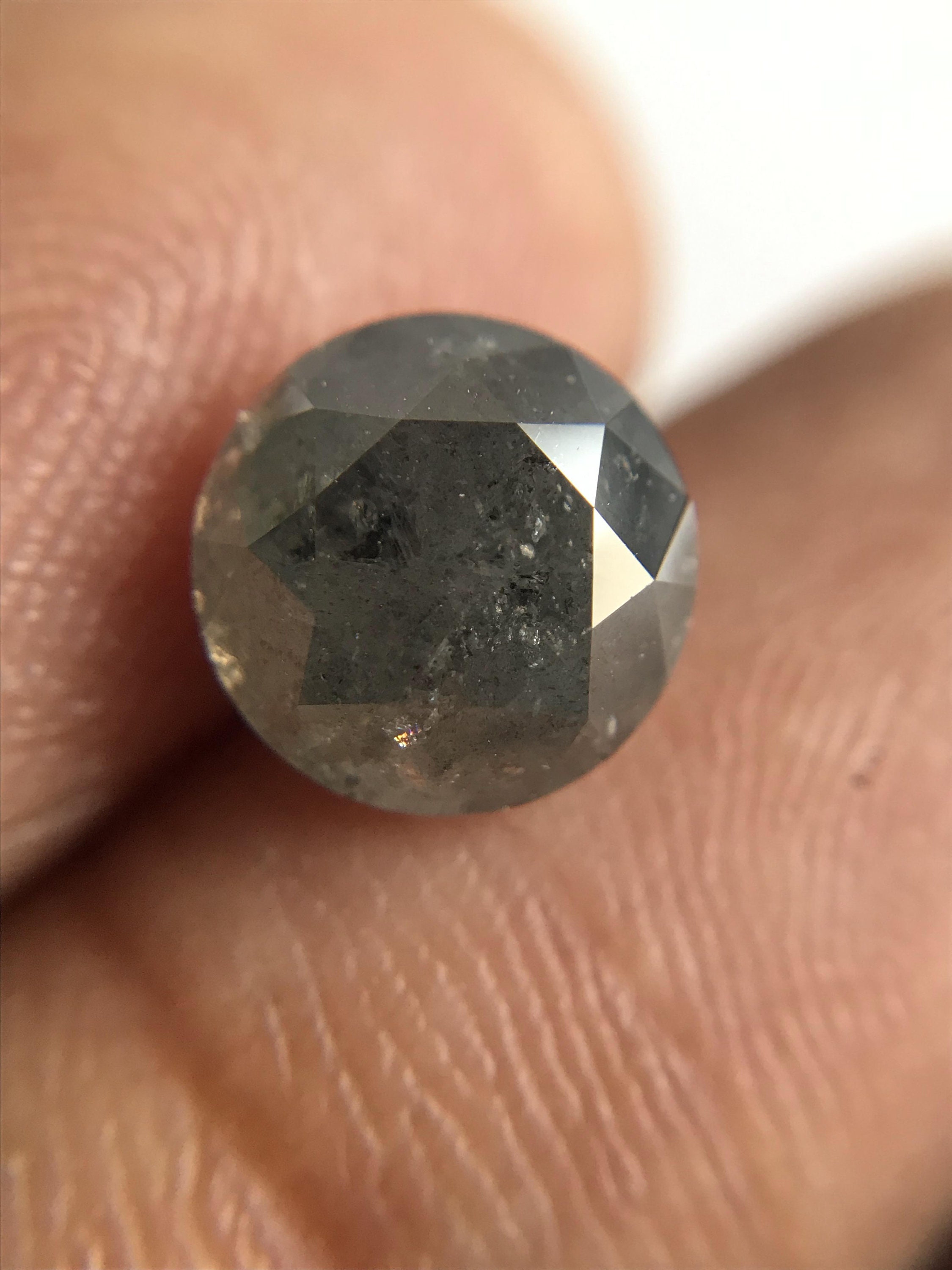 2.50ct Salt and Pepper Diamond Dark Grey Round Shape Brilliant Etsy