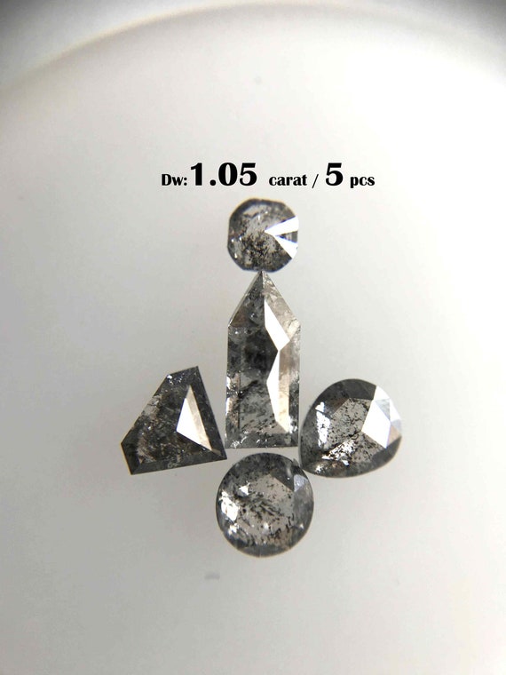 Salt and Pepper Diamond Set: Multi Shape Rose Cut Diamonds