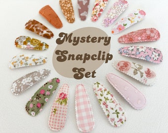 Mystery Snapclip Set, Random Snap clip Bundle,Gift For Baby, fabric snap clips, baby girl hair clips, girl hair accessory, toddler hair clip