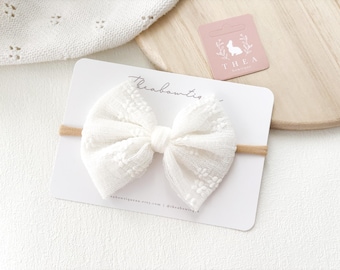 Vintage Lace Bow Headband: Newborn Baby Girl Nylon Hair Bow