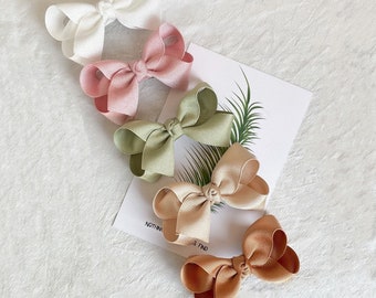 Medium(Jolie) Korean Baby Infant Girl Toddler Grosgrain Bowtique Hair Bows, Snap Clip, Infant bows, Baby Bows, Baby Girl Gift, Hair Clip