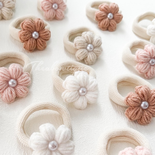 Flower Hair Ties, Soft Nylon Toddler Hair Bobbles, Mini hairbands, Small elastics band