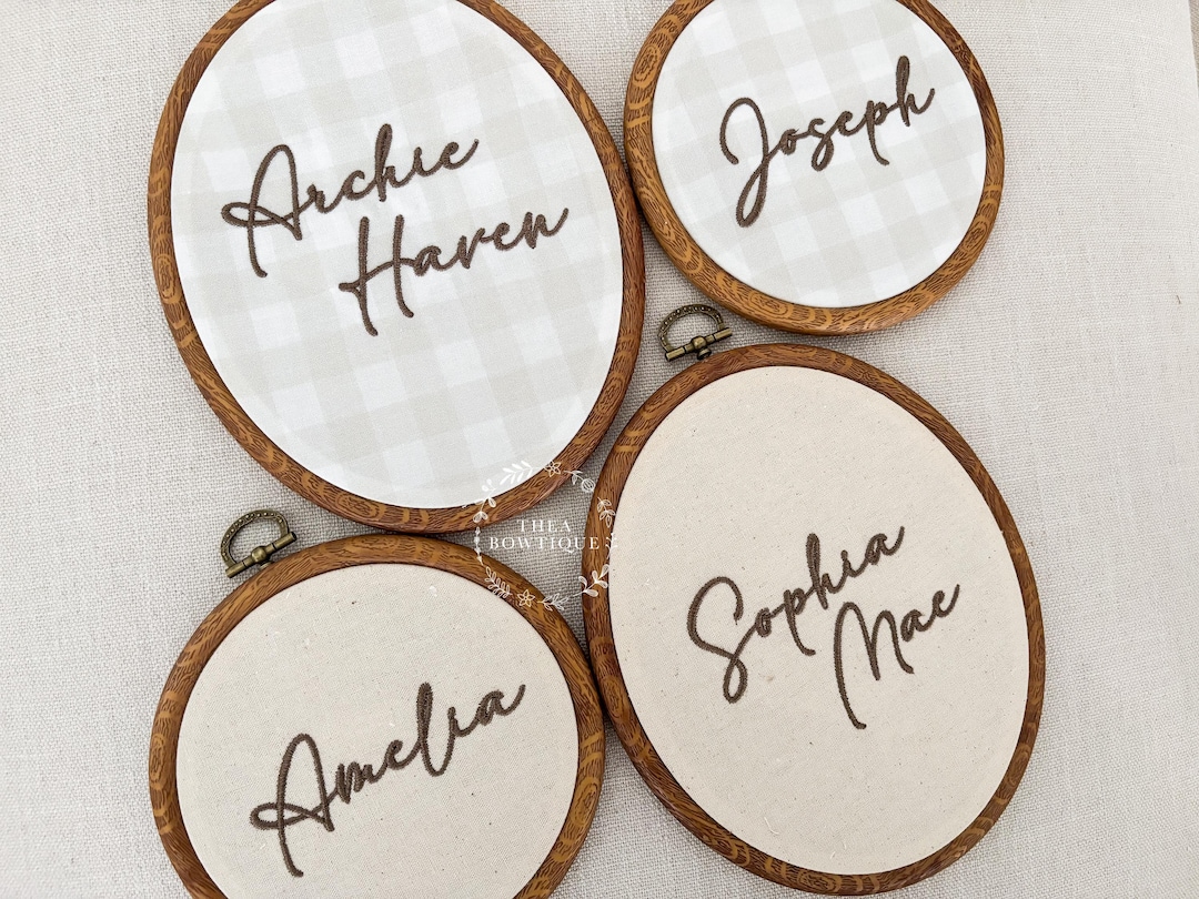 Personalised Embroidered Name Sign Hoop, Newborn Gift, Nursery Deco ...