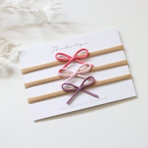 Pack of 3(Option) Dainty Suede Bows, Petite bow, Baby headband, Baby bow, Newborn headband, Hair bows, Mini baby bow, gift newborn