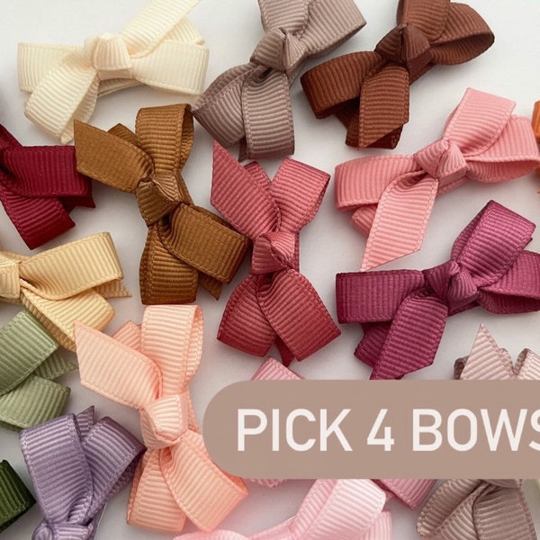 PICK 4 (Option) Baby Infant Girl Toddler Grosgrain Bowtique Hair Bows, Snap Clip, Infant bows, Baby Bows, Baby Girl Gift, Hair Clip